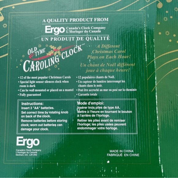 Ergo Christmas Old Tyme Caroling Clock - Tested & Works - Picture 4 of 7